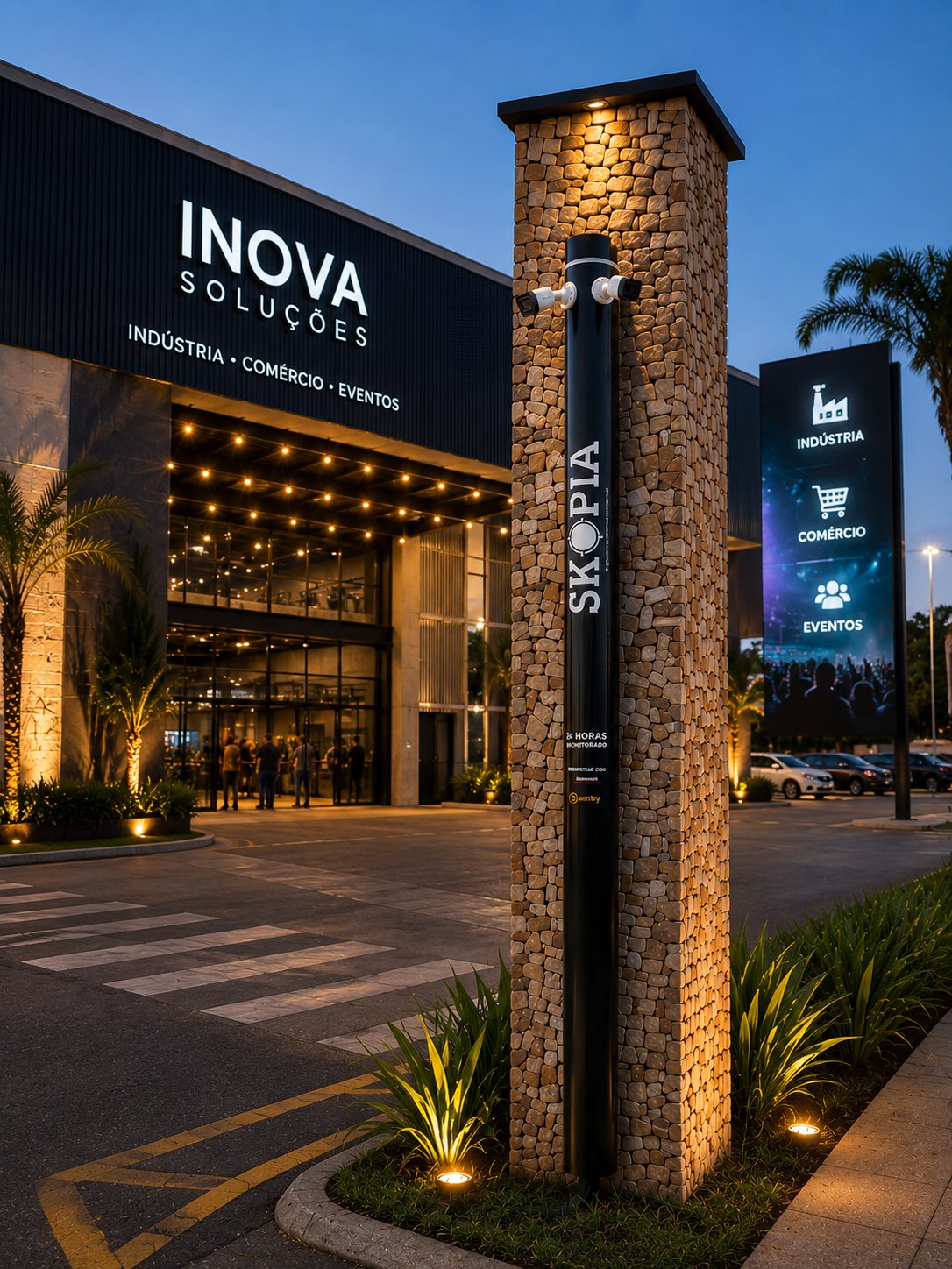 Totem SKOPIA em área industrial